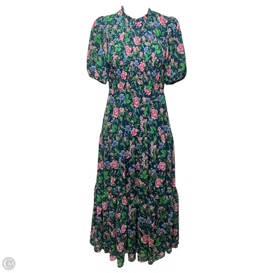 Blossom Floral Chiffon Midi Dress Designer By Diane Von Furstenberg In Navy Floral Print, Size: 00