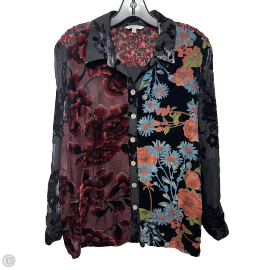 Enchanted Evening Top Long Sleeve By John Mark In Floral Print, Size: Xlp
