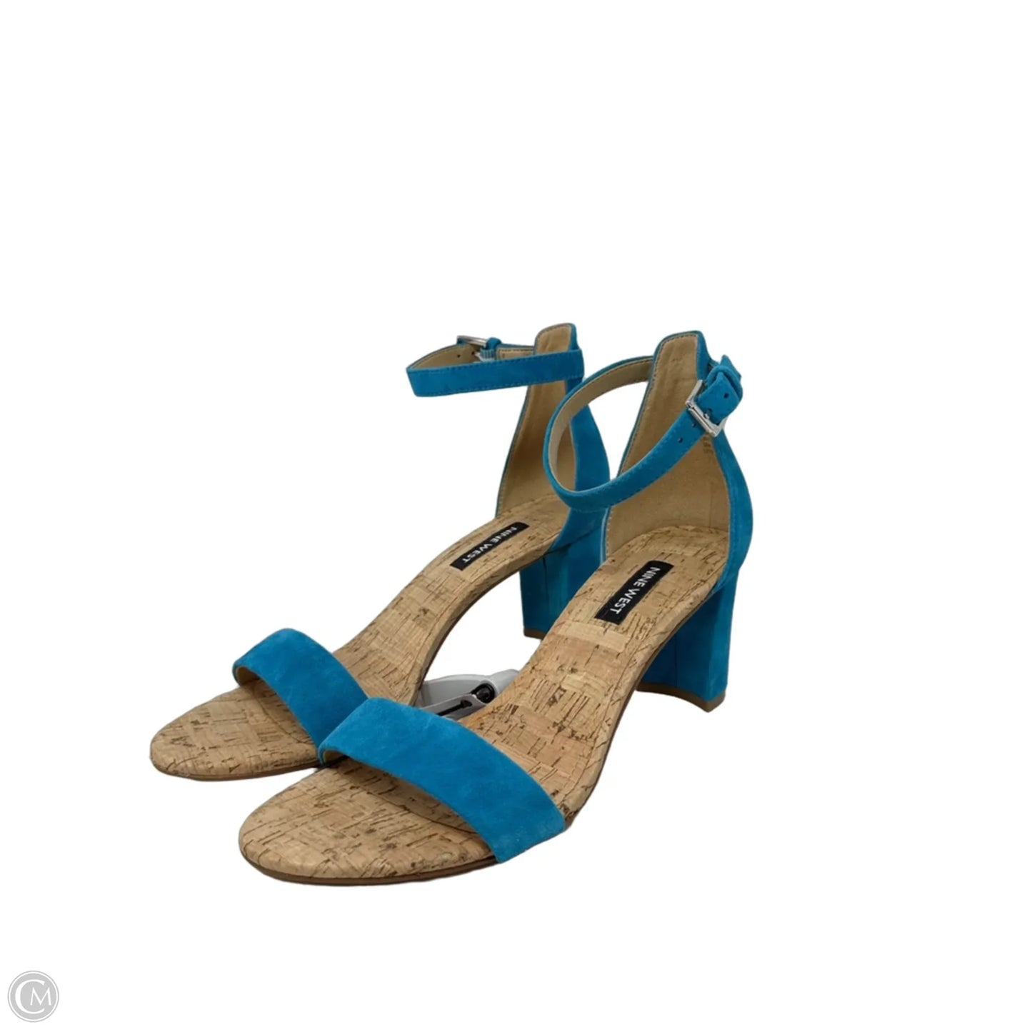 Suede Block Heel Sandals By Nine West In Aqua, Size: 7.5