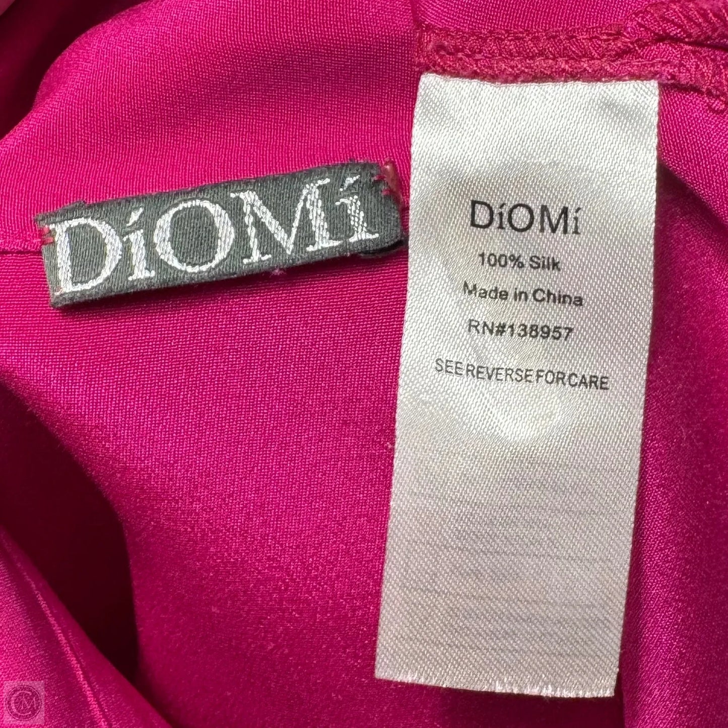 Silk Button Down Blouse Long Sleeve By Diomi In Pink, Size: M