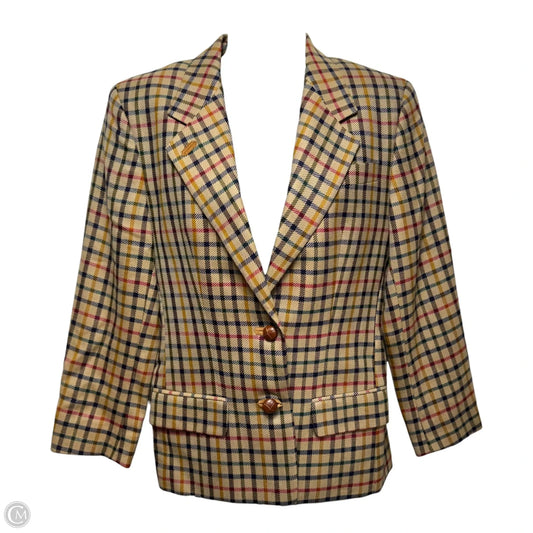 Vintage Wool Blazer By Dak’s In Checkered Pattern, Size: 6