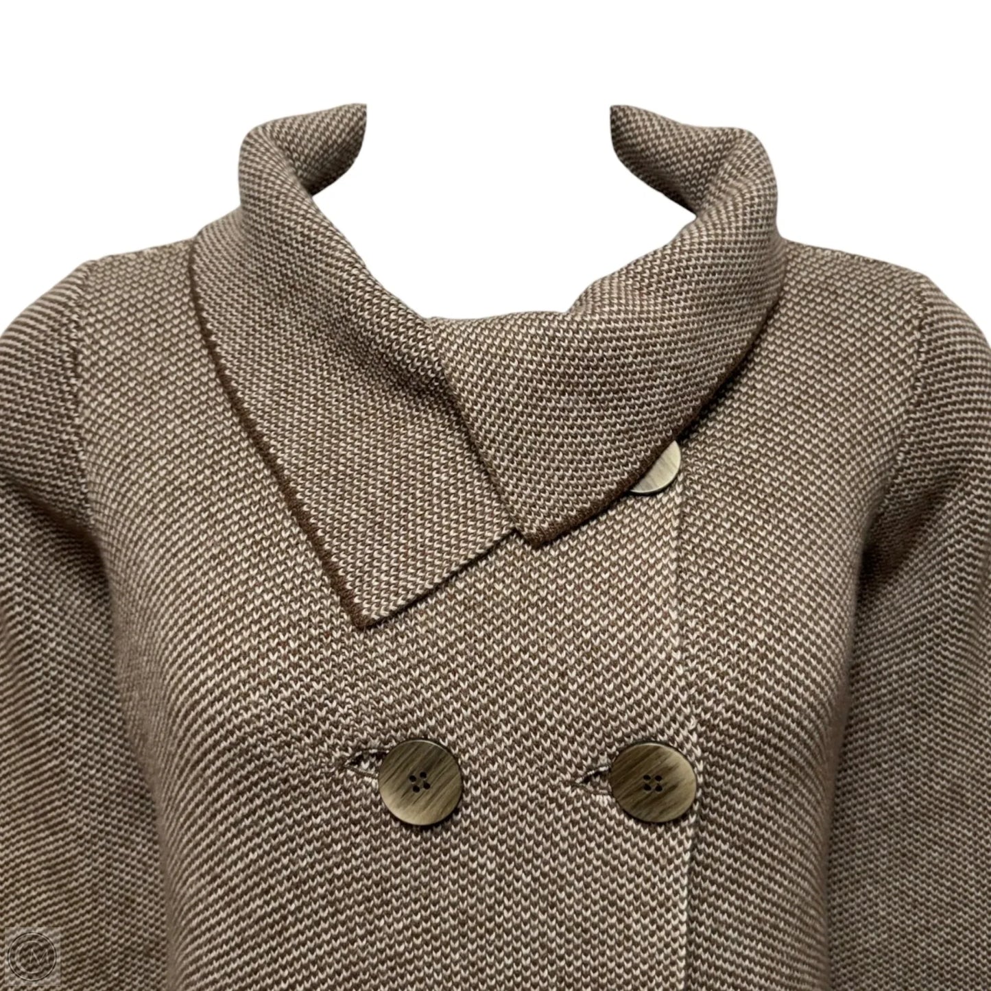 Cashmere Blend Double Breasted Sweater Cardigan By Cashmeritaly In Brown & Cream, Size: M
