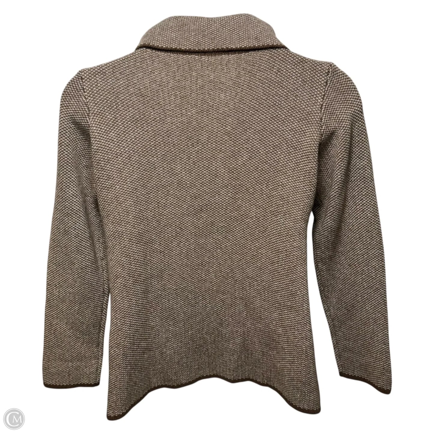 Cashmere Blend Double Breasted Sweater Cardigan By Cashmeritaly In Brown & Cream, Size: M