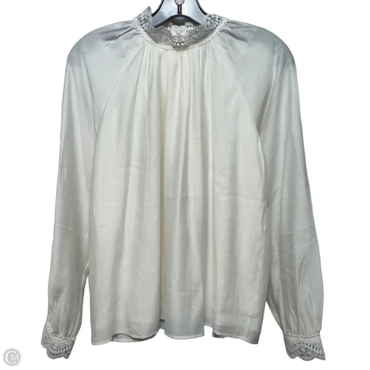 Blouse Long Sleeve By Ann Taylor In Cream, Size: Sp