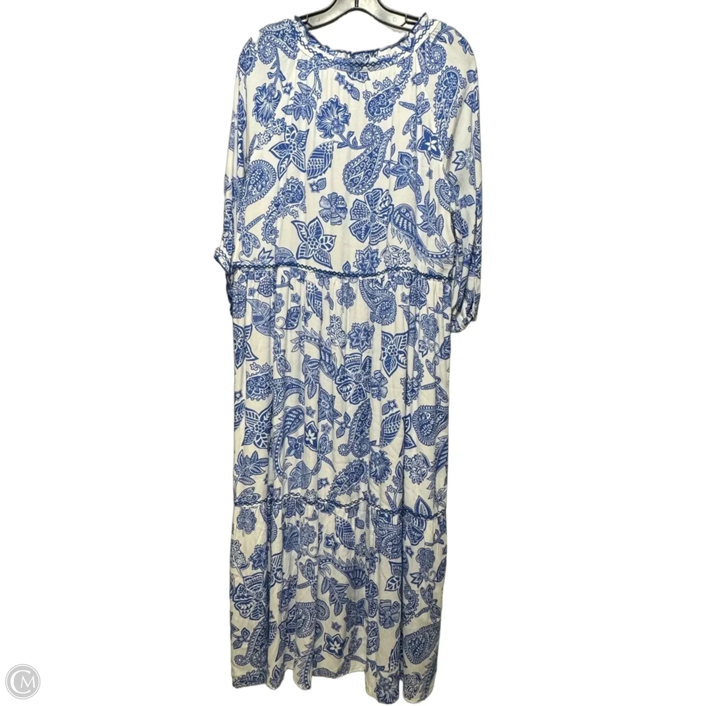 Dress Casual Midi By John Mark In Blue & White, Size: L