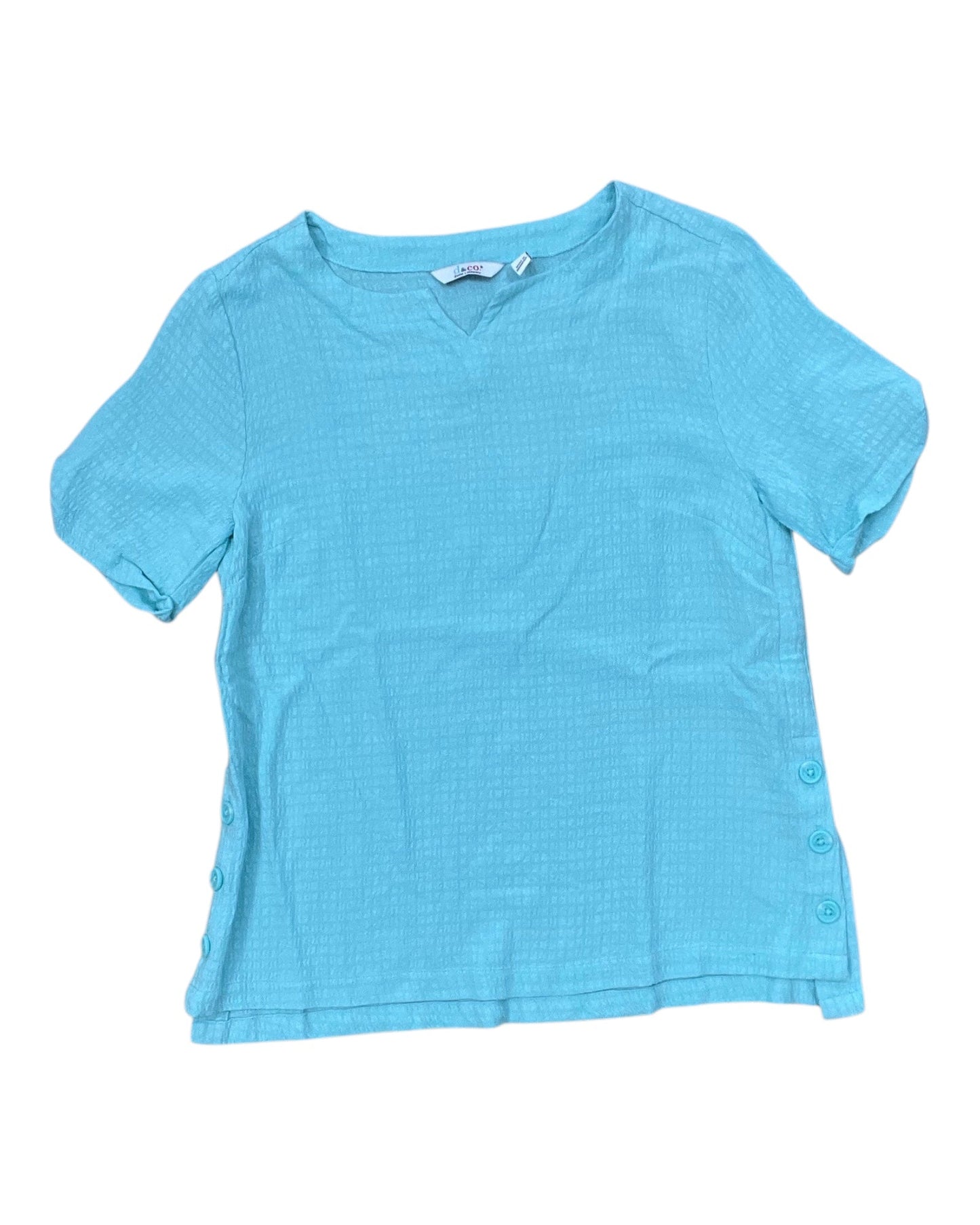 Top Ss By Denim And Company In Teal, Size:Xs