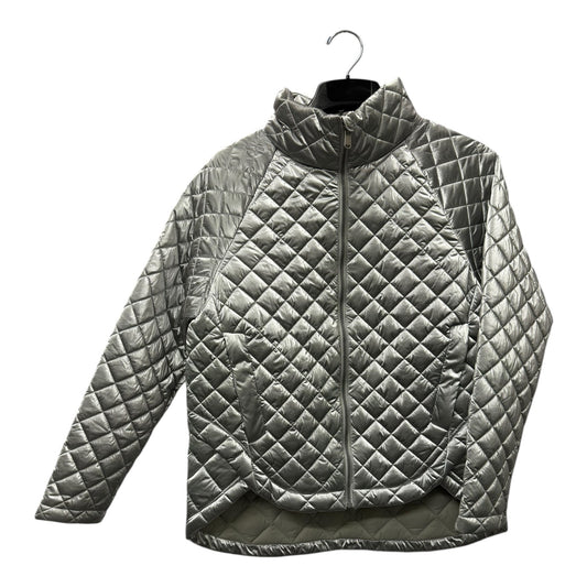 Athletic Jacket By Athleta In Silver, Size:M
