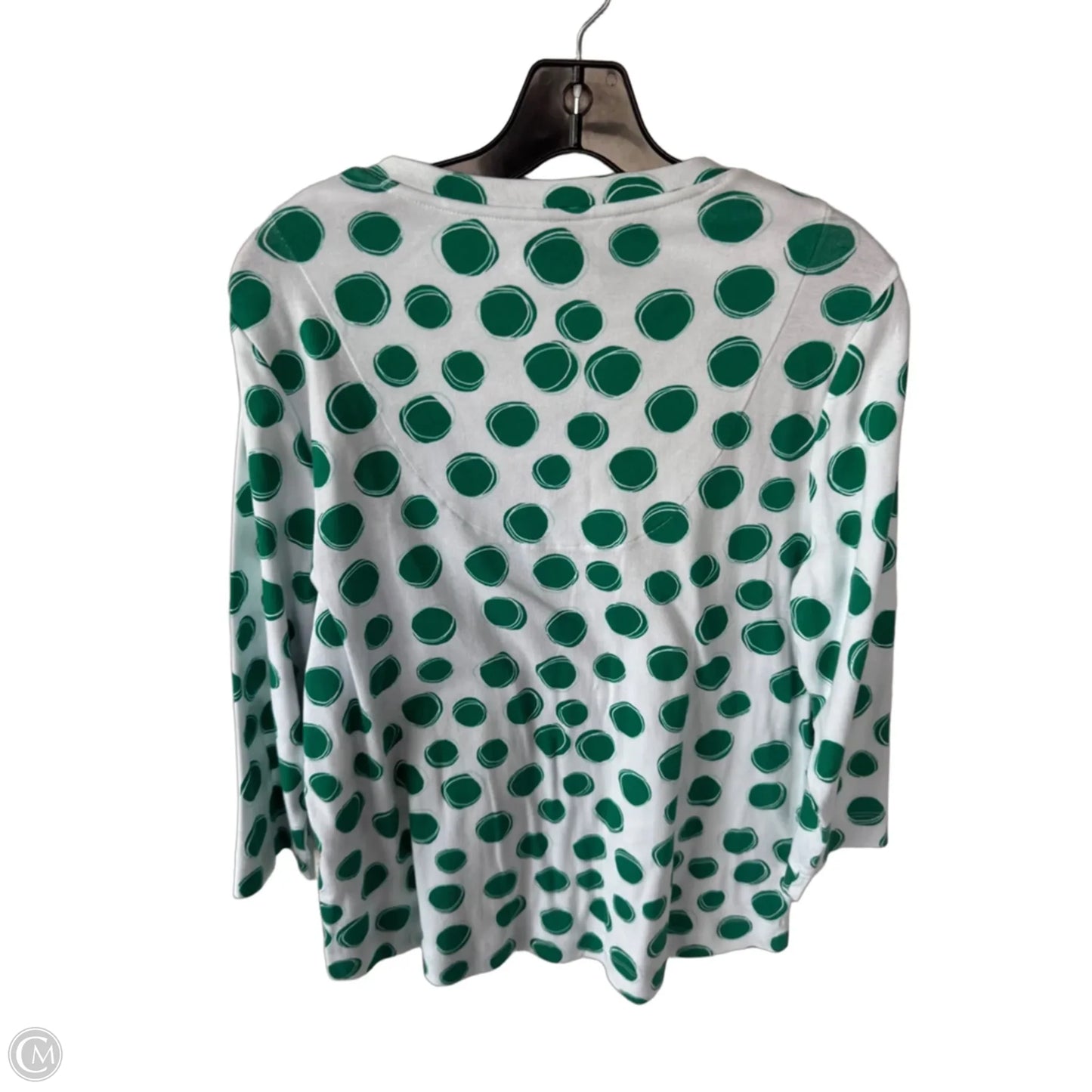 Top 3/4 Sleeve By Chicos In Green & White, Size: L