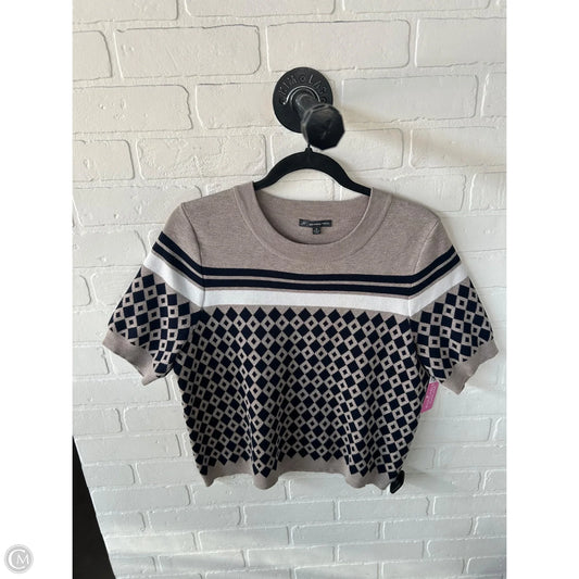 Sweater Short Sleeve By Adrianna Papell In Brown & White, Size: M