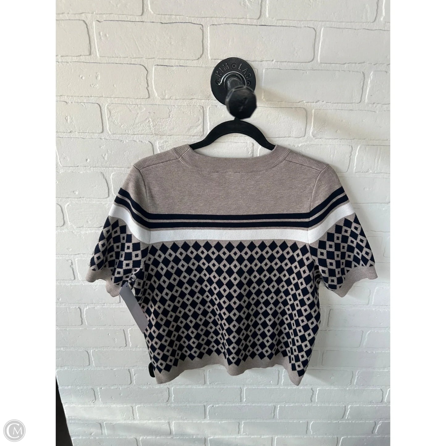 Sweater Short Sleeve By Adrianna Papell In Brown & White, Size: M