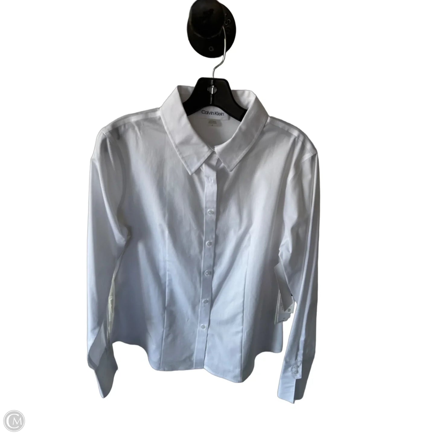 Top Long Sleeve By Calvin Klein In White, Size: M