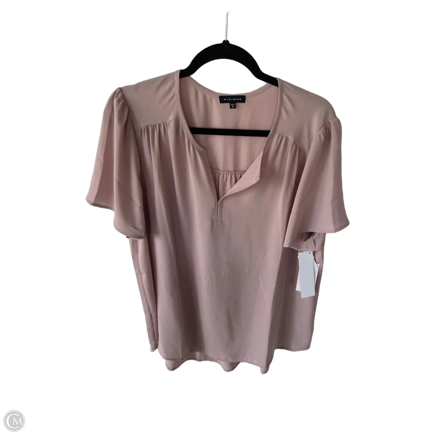 Top Short Sleeve By Pleione In Tan, Size: Xl