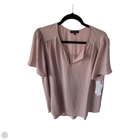 Top Short Sleeve By Pleione In Tan, Size: Xl
