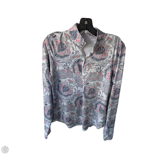 Athletic Top Long Sleeve Collar By Jofit In Blue & Red, Size: M