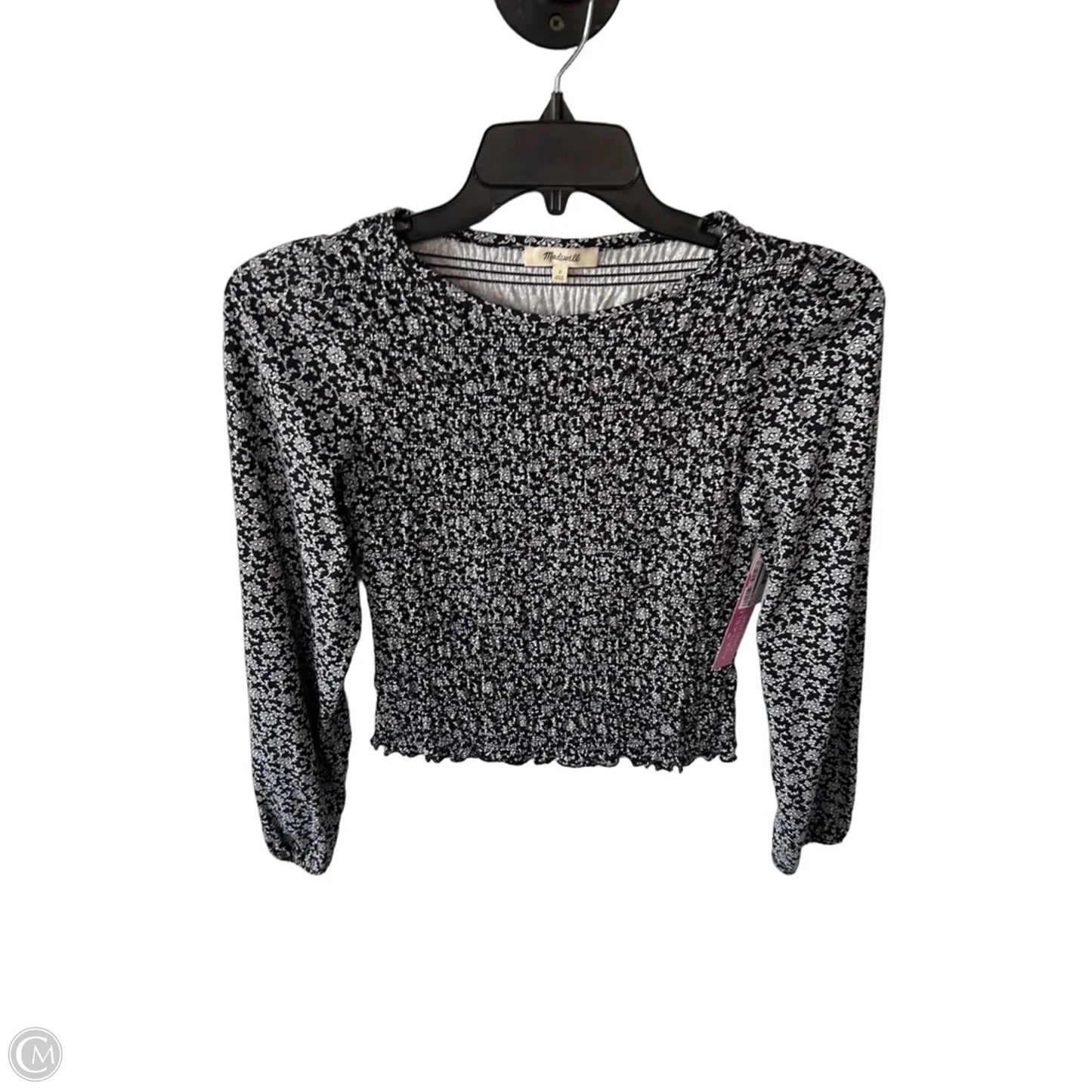 Top Long Sleeve By Madewell In Black & White, Size: S