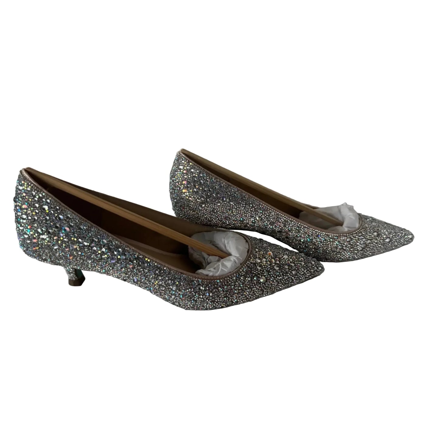 Shoes Heels Kitten By Betsey Johnson In Silver, Size: 8.5
