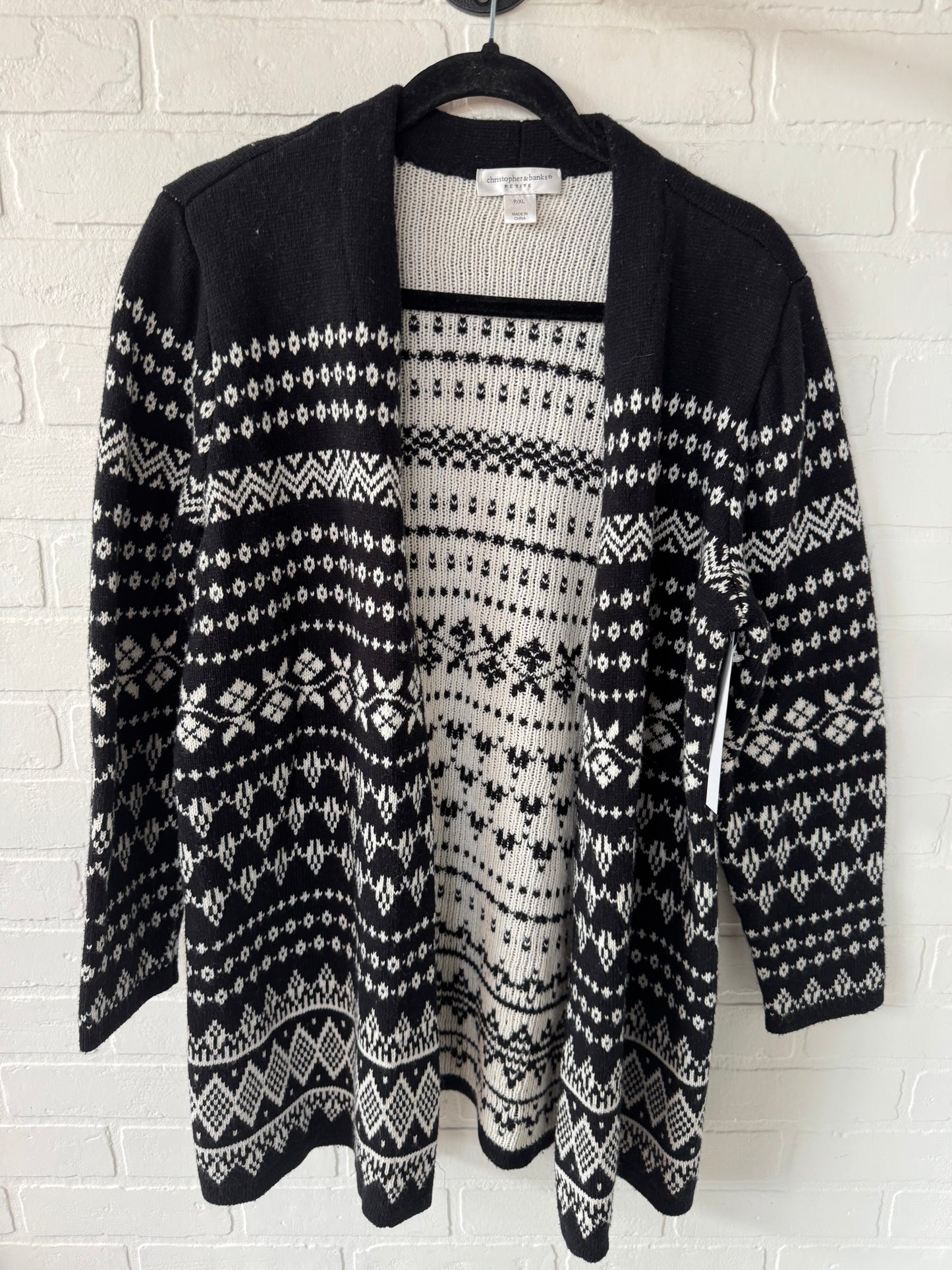 Sweater Cardigan By Christopher And Banks In Black & White, Size: Xlp