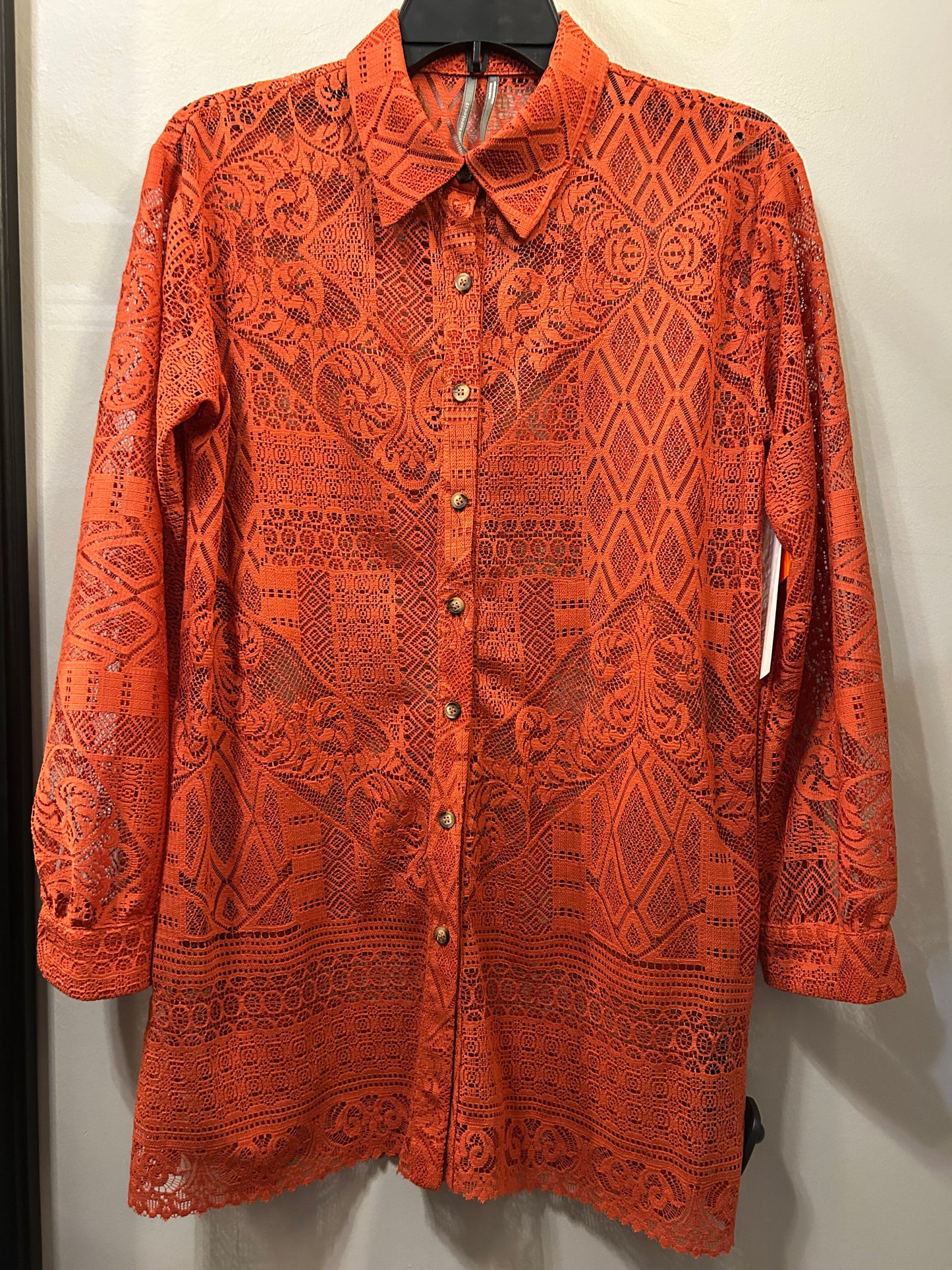 Top Long Sleeve By Anthropologie In Orange, Size: Xxs