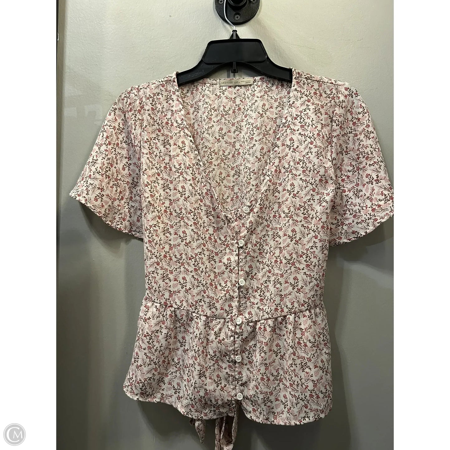 Top Short Sleeve By Active Usa In Pink & White, Size: M