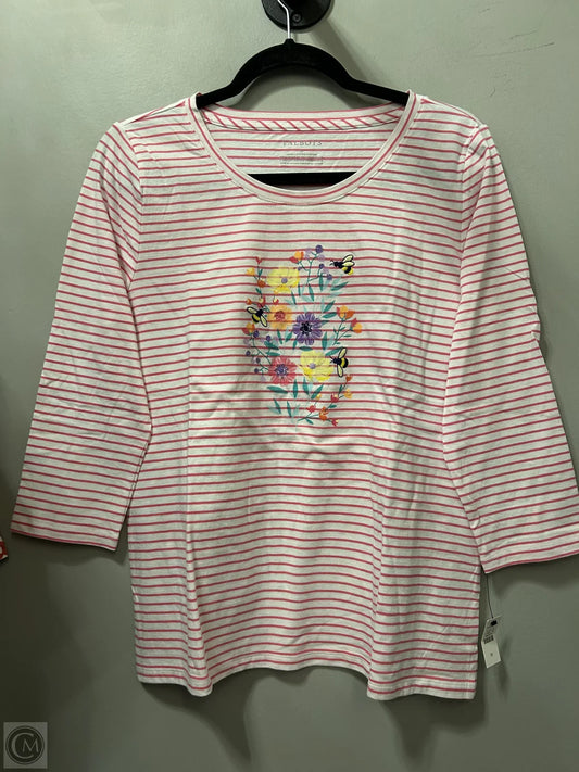 Top Long Sleeve By Talbots In Pink & White, Size: M
