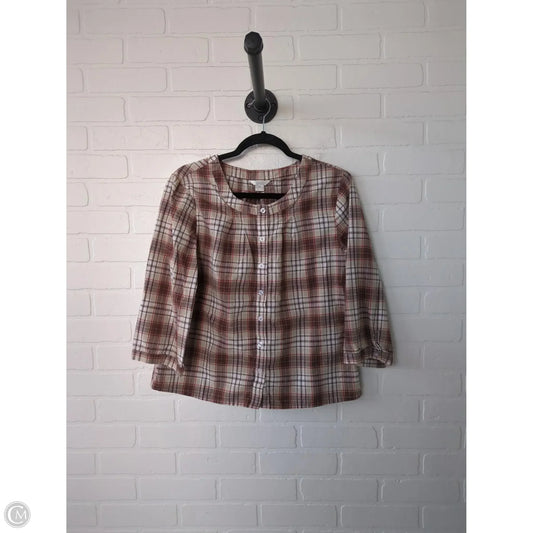 Top 3/4 Sleeve By Christopher And Banks In Brown & Tan, Size: Xl