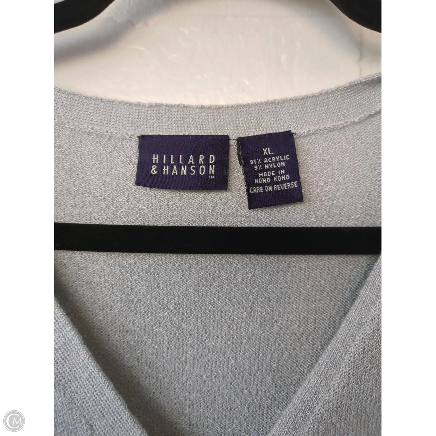 Sweater Cardigan By Hillard And Hanson In Silver, Size: Xl