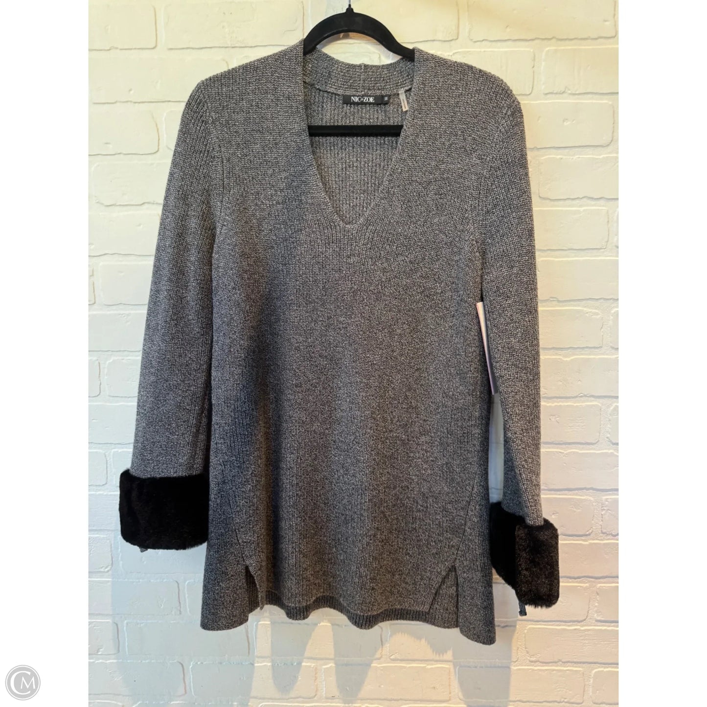 Dress Sweater By Nic + Zoe In Black & Grey, Size: Sp