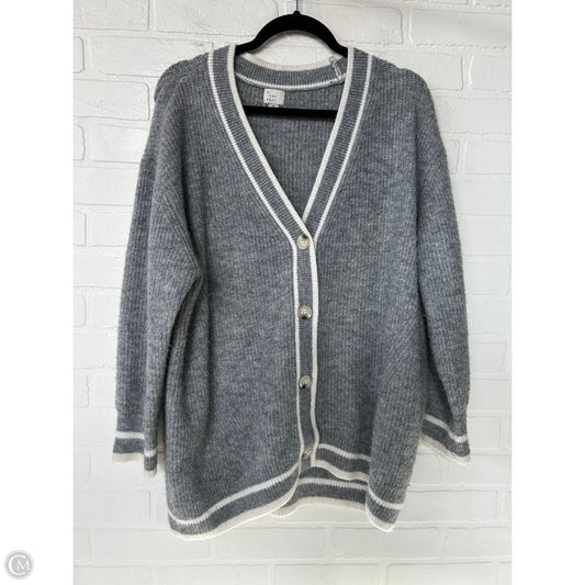 Sweater Cardigan By A New Day In Grey & White, Size: M