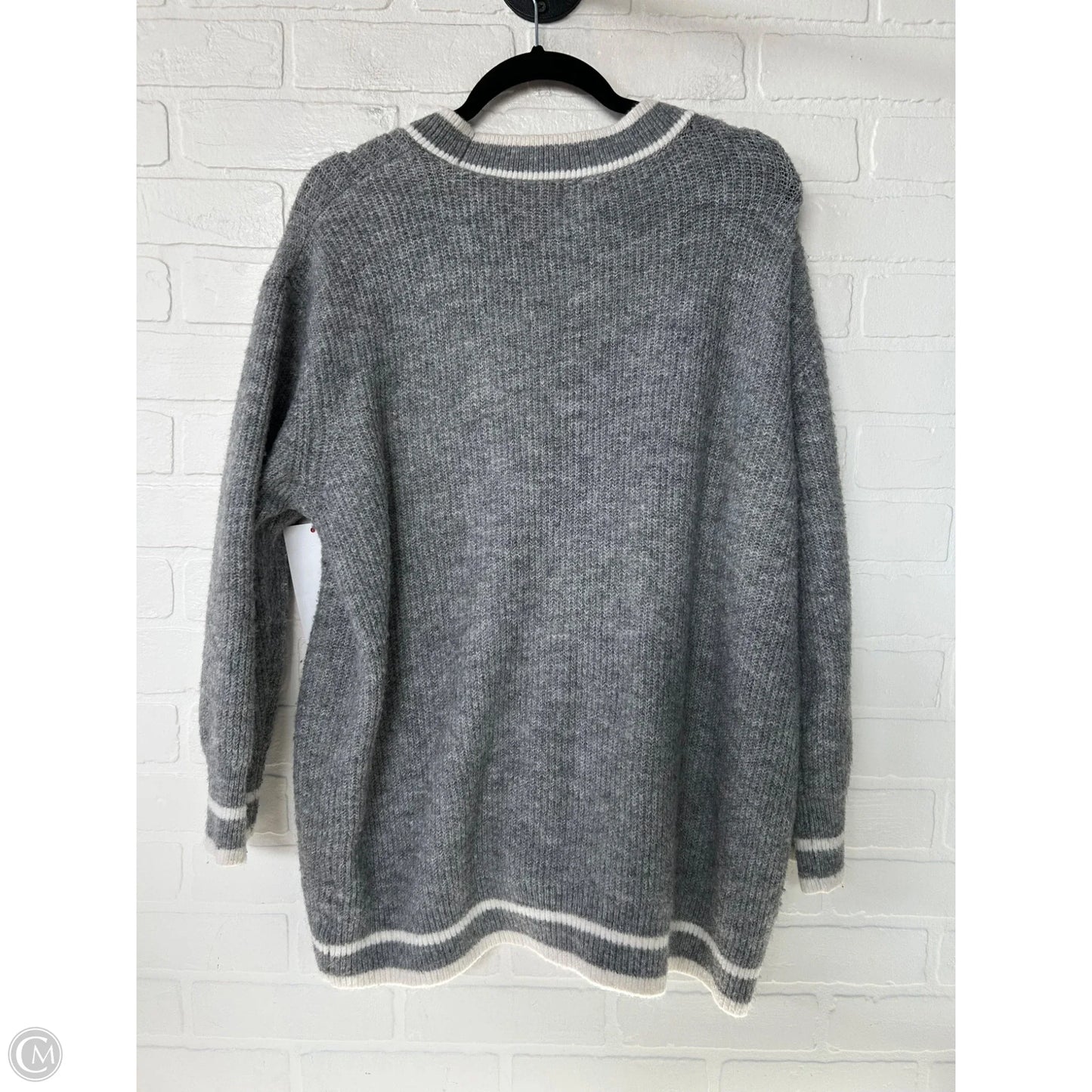 Sweater Cardigan By A New Day In Grey & White, Size: M