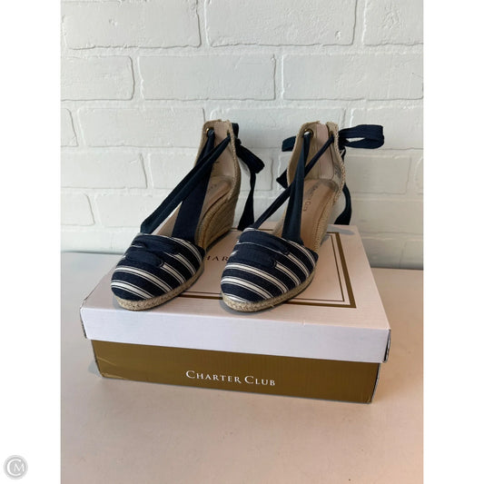 Sandals Heels Wedge By Charter Club In Blue & White, Size: 5