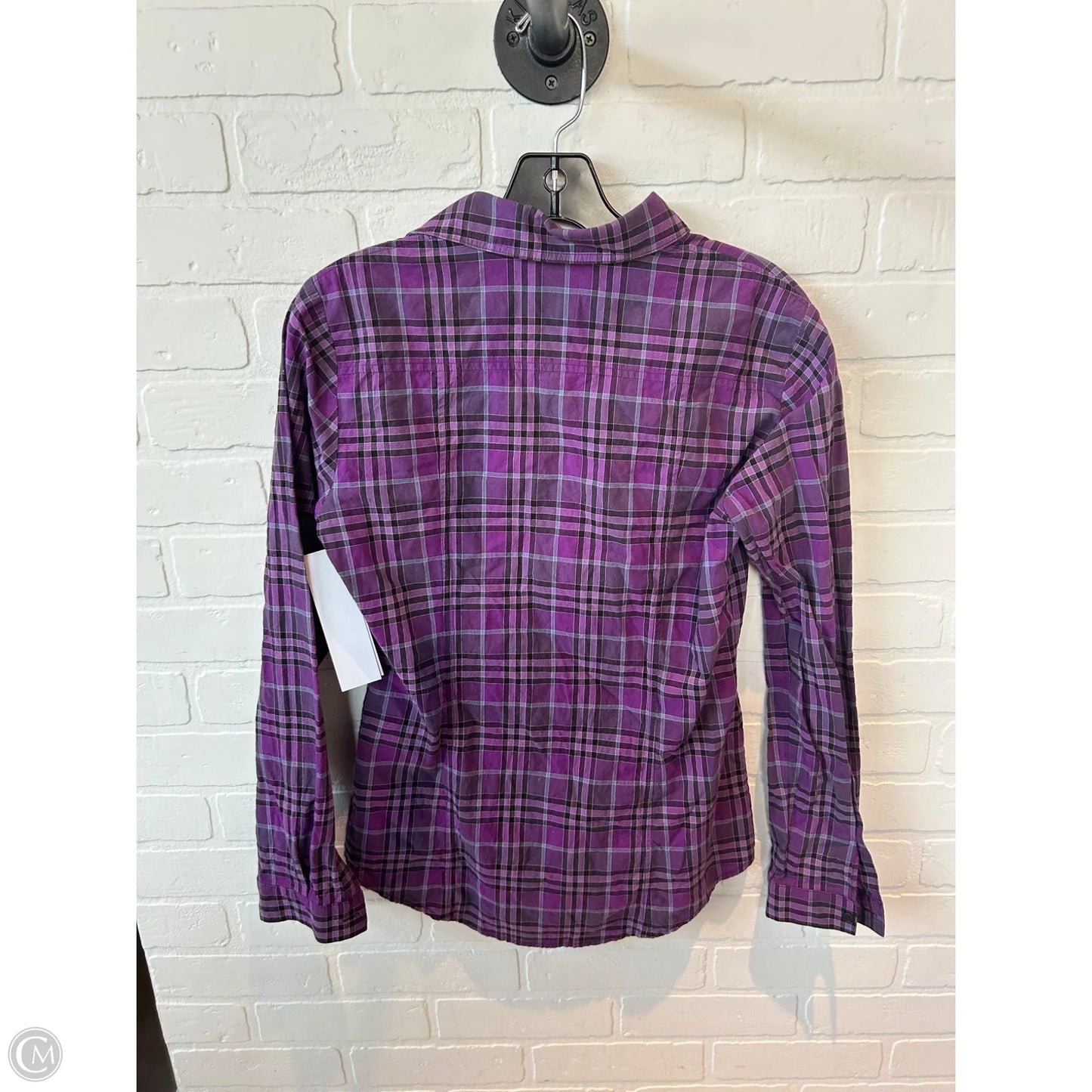 Top Long Sleeve Luxury Designer By Burberry In Black & Purple, Size: Xs