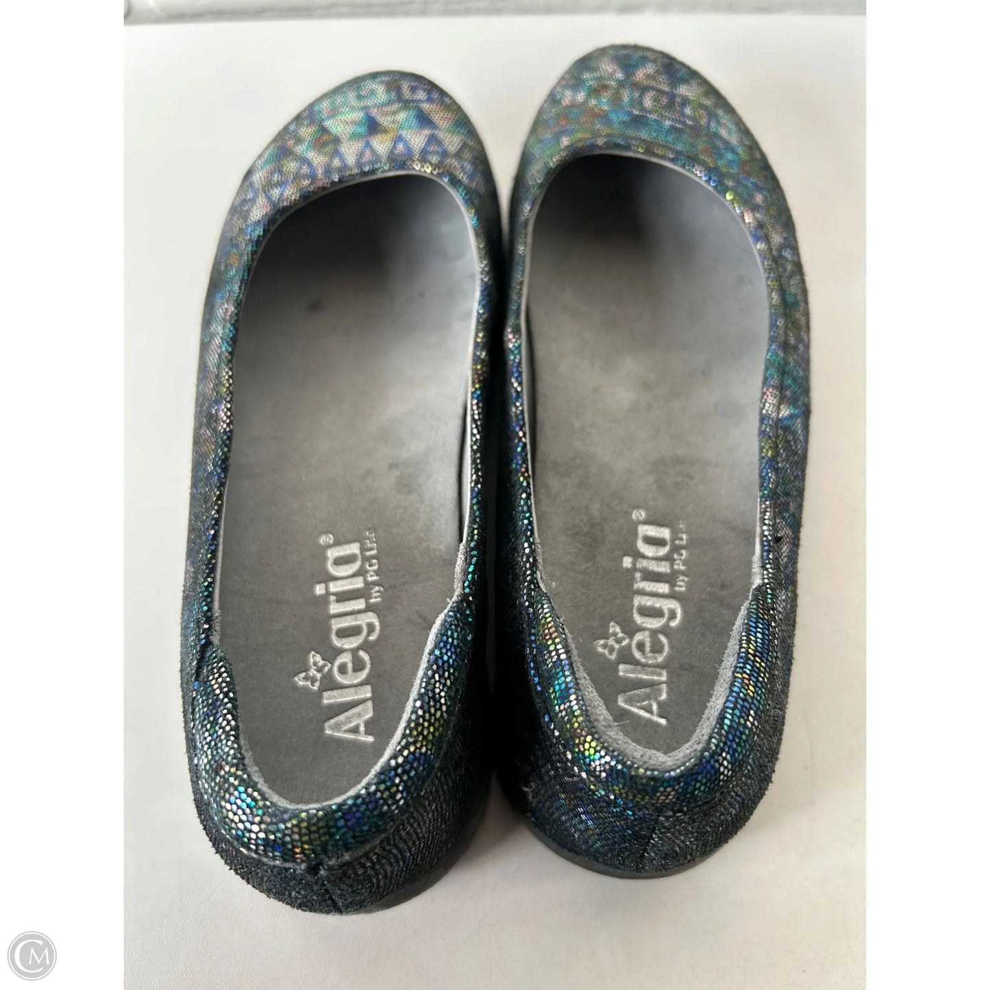 Shoes Flats By Alegria In Blue & Silver, Size: 7.5
