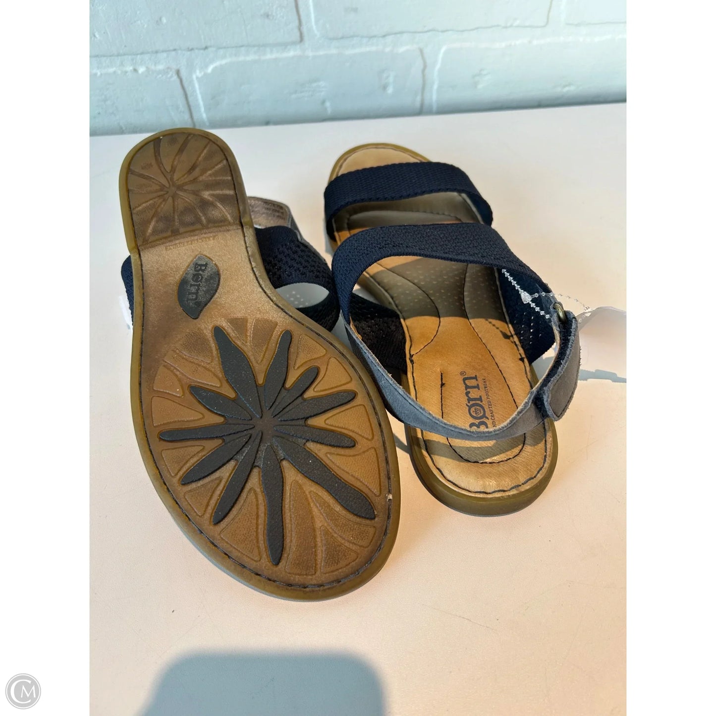 Sandals Flats By Born In Navy, Size: 9