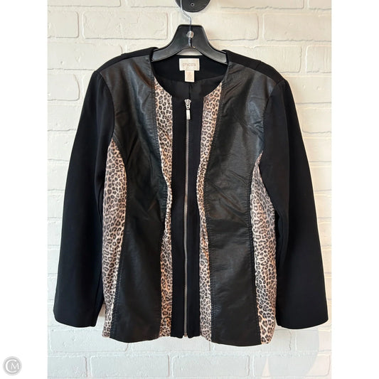 Blazer By Chicos In Black & Brown, Size: L