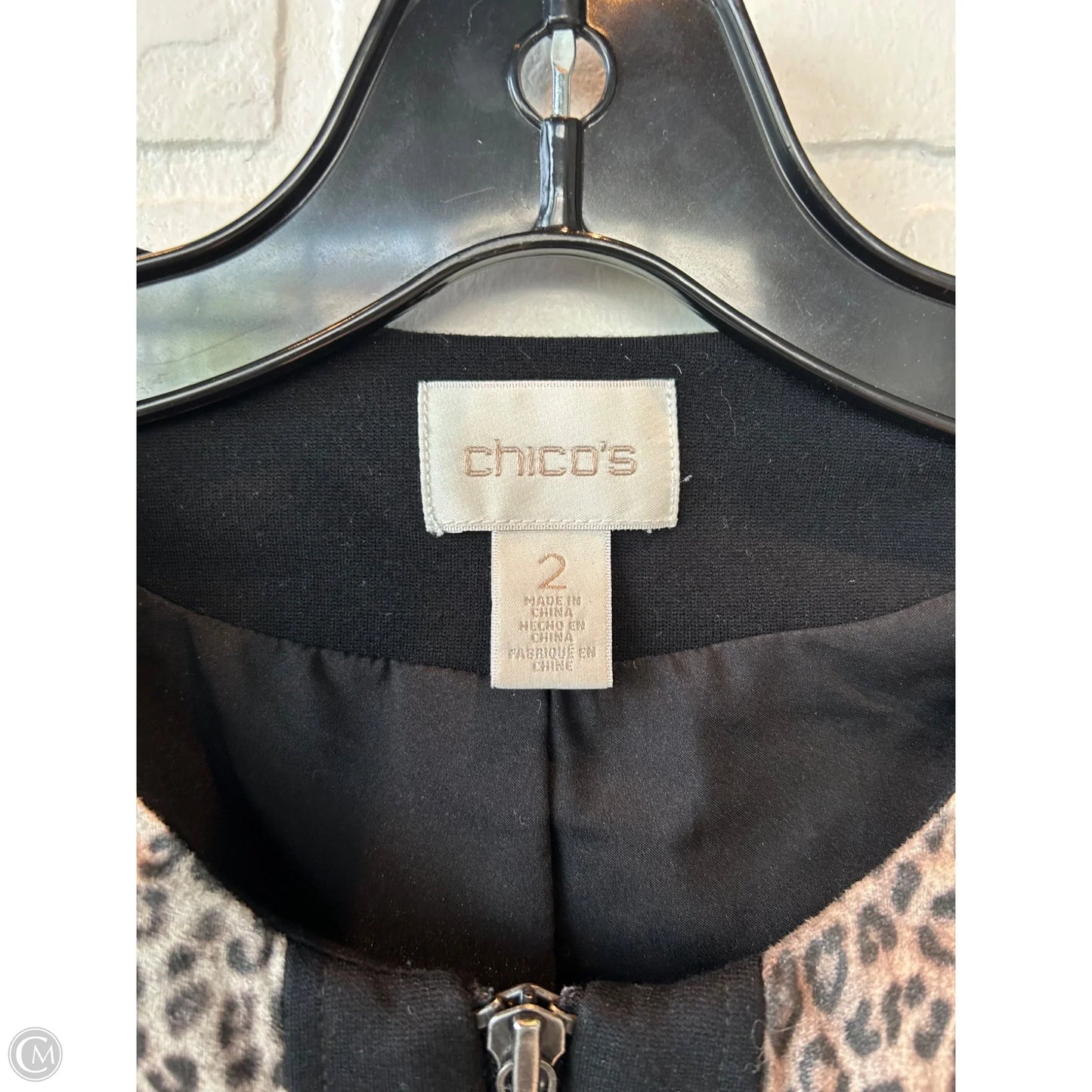 Blazer By Chicos In Black & Brown, Size: L