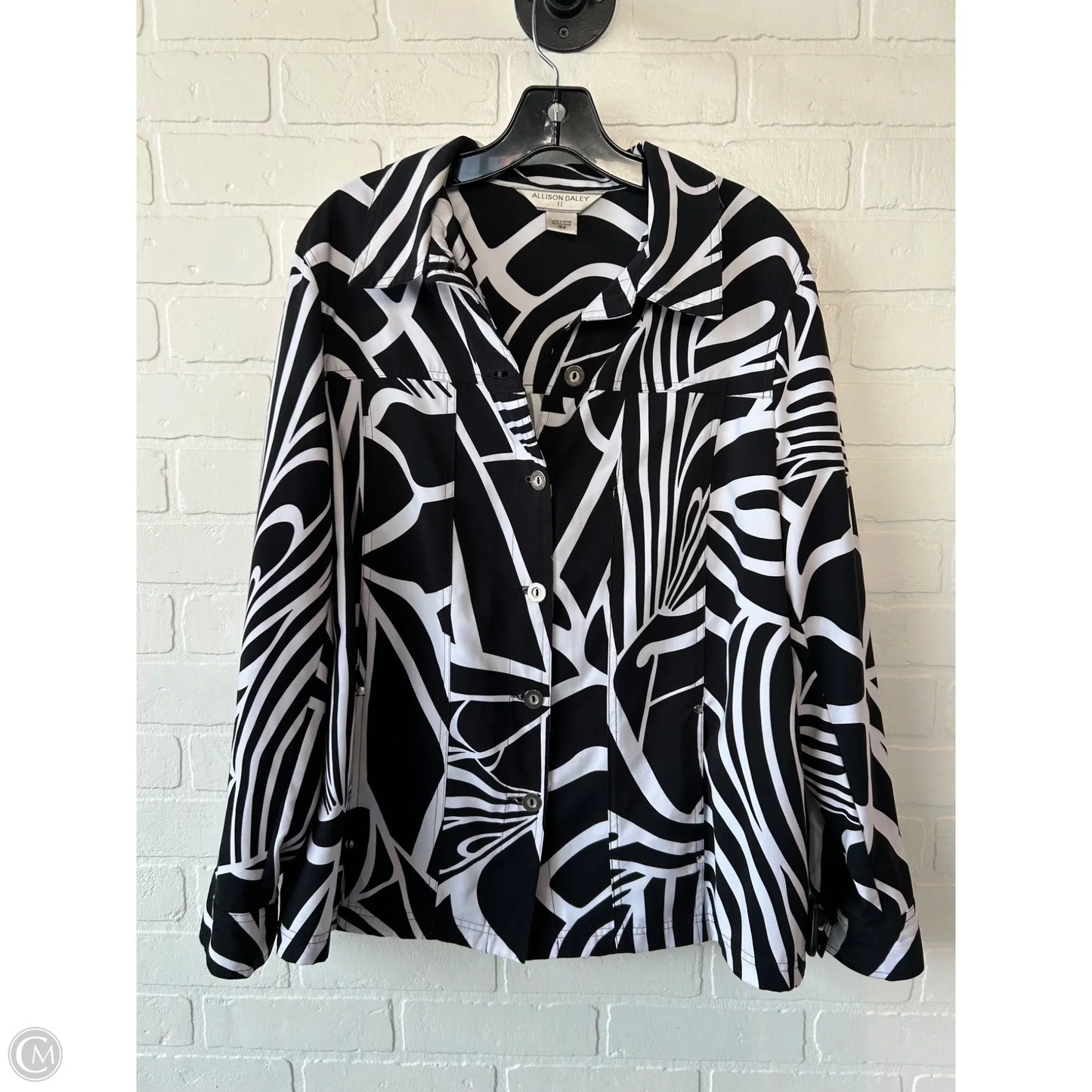 Jacket Shirt By Allison Daley In Black & White, Size: 1x