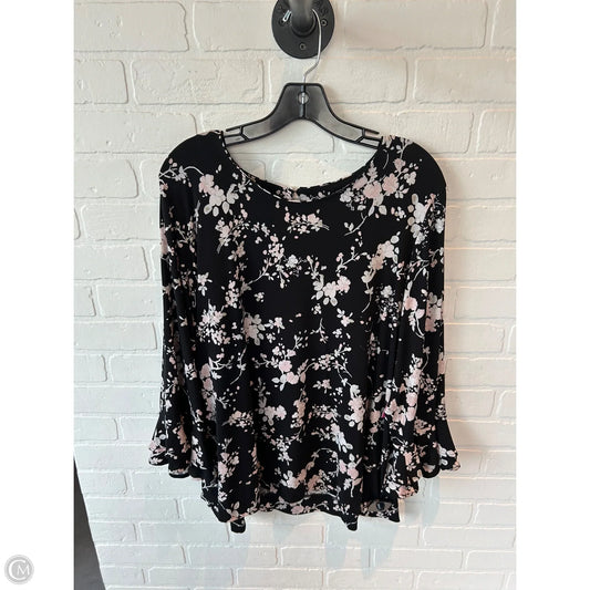Top Long Sleeve Designer By Karl Lagerfeld In Black & Pink, Size: 1x