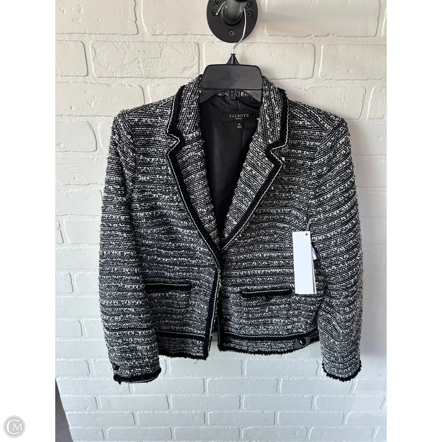 Blazer By Talbots In Black & White, Size: Mp