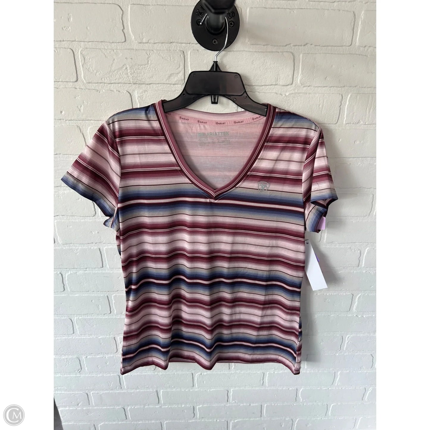 Athletic Top Short Sleeve By Ariat In Brown & Pink, Size: L