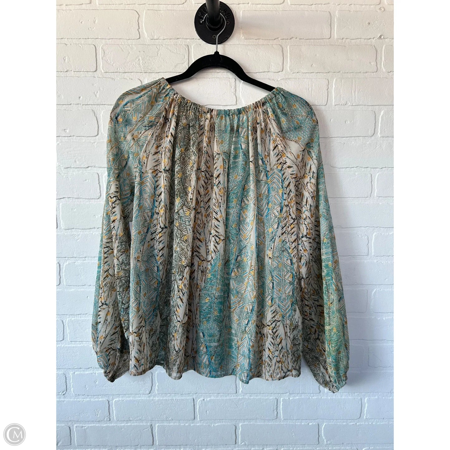 Top Long Sleeve By Cmc In Blue & Cream, Size: S