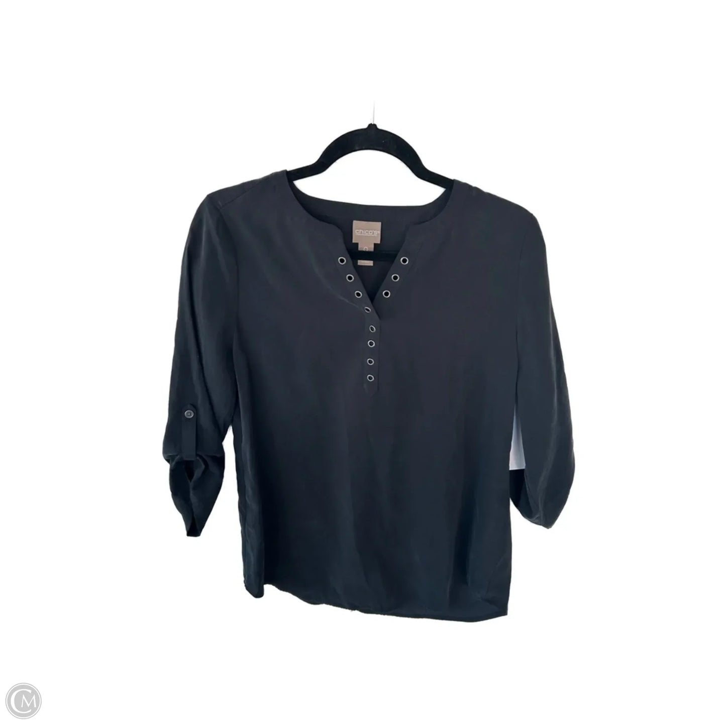 Top 3/4 Sleeve By Chicos In Black, Size: S