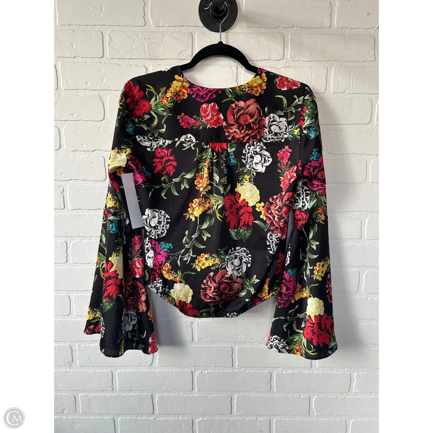 Top Long Sleeve By Guess In Black & Red, Size: S