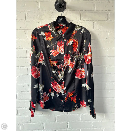 Top Long Sleeve By Guess In Black & Red, Size: M