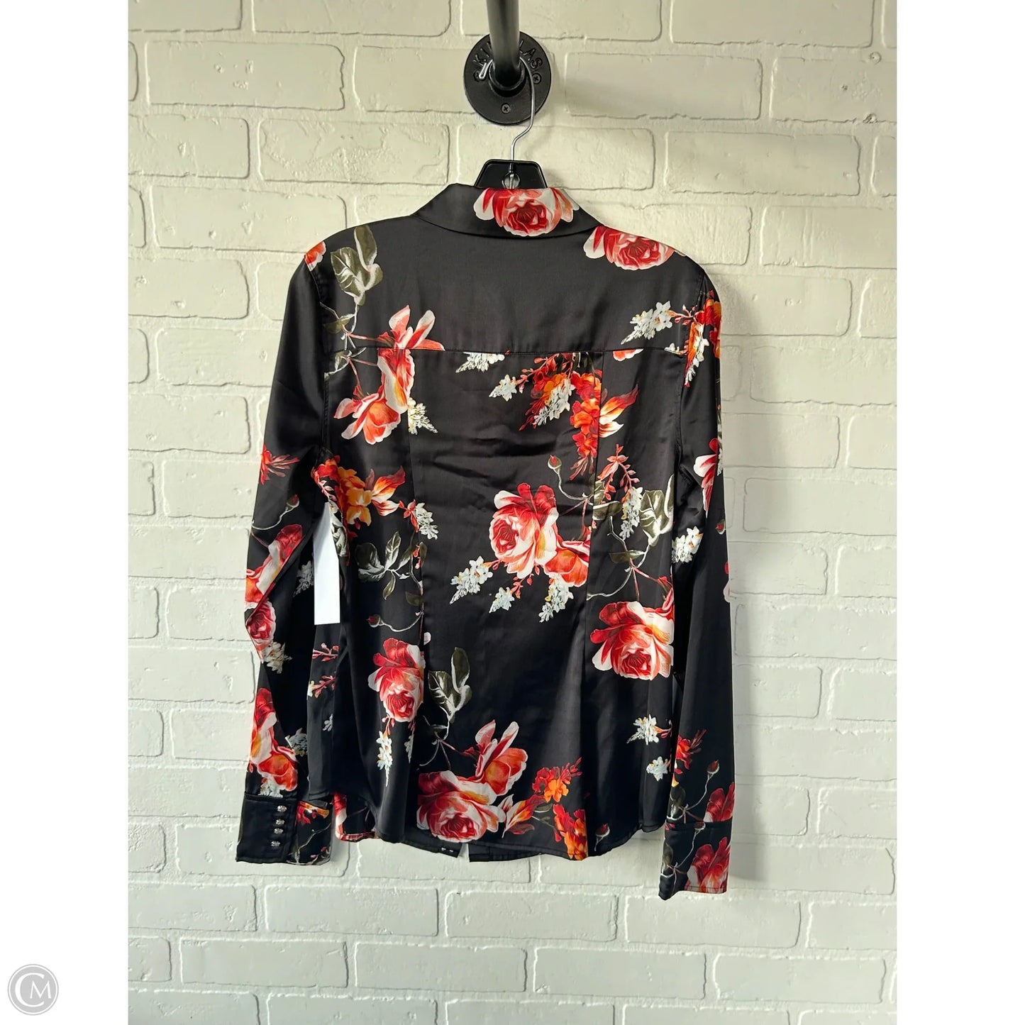 Top Long Sleeve By Guess In Black & Red, Size: M