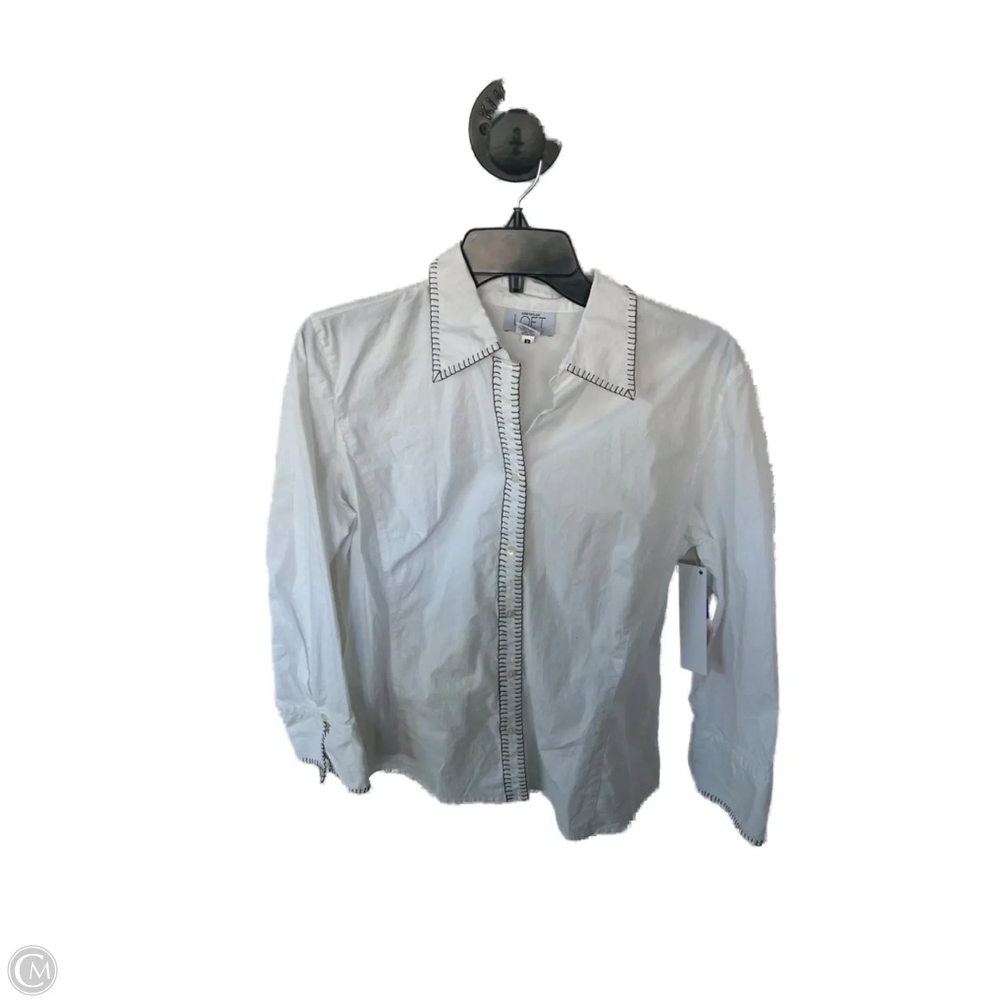 Top Long Sleeve By Ann Taylor In White, Size: L