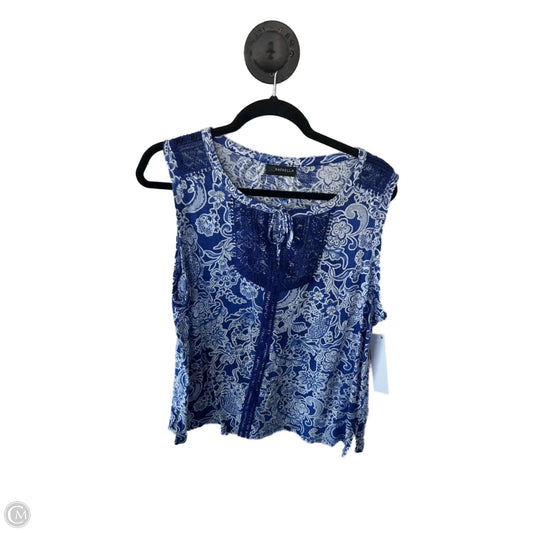 Top Sleeveless By Rafaella In Blue & White, Size: Xxl