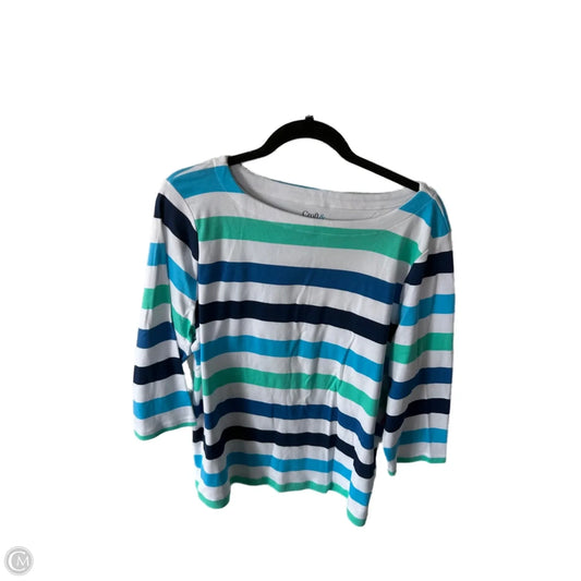 Top 3/4 Sleeve By Croft And Barrow In Blue & White, Size: Xxl