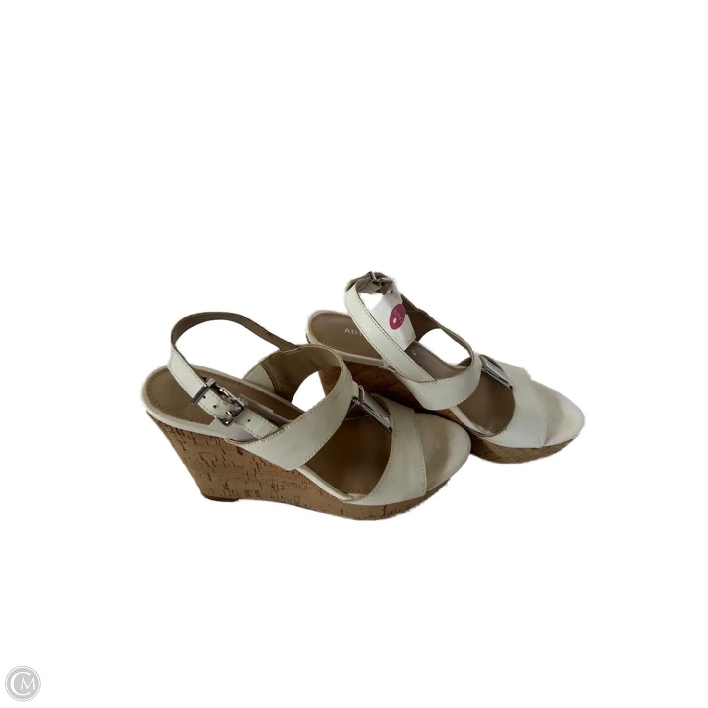 Sandals Heels Wedge By Arturo Chiang In Tan & White, Size: 6