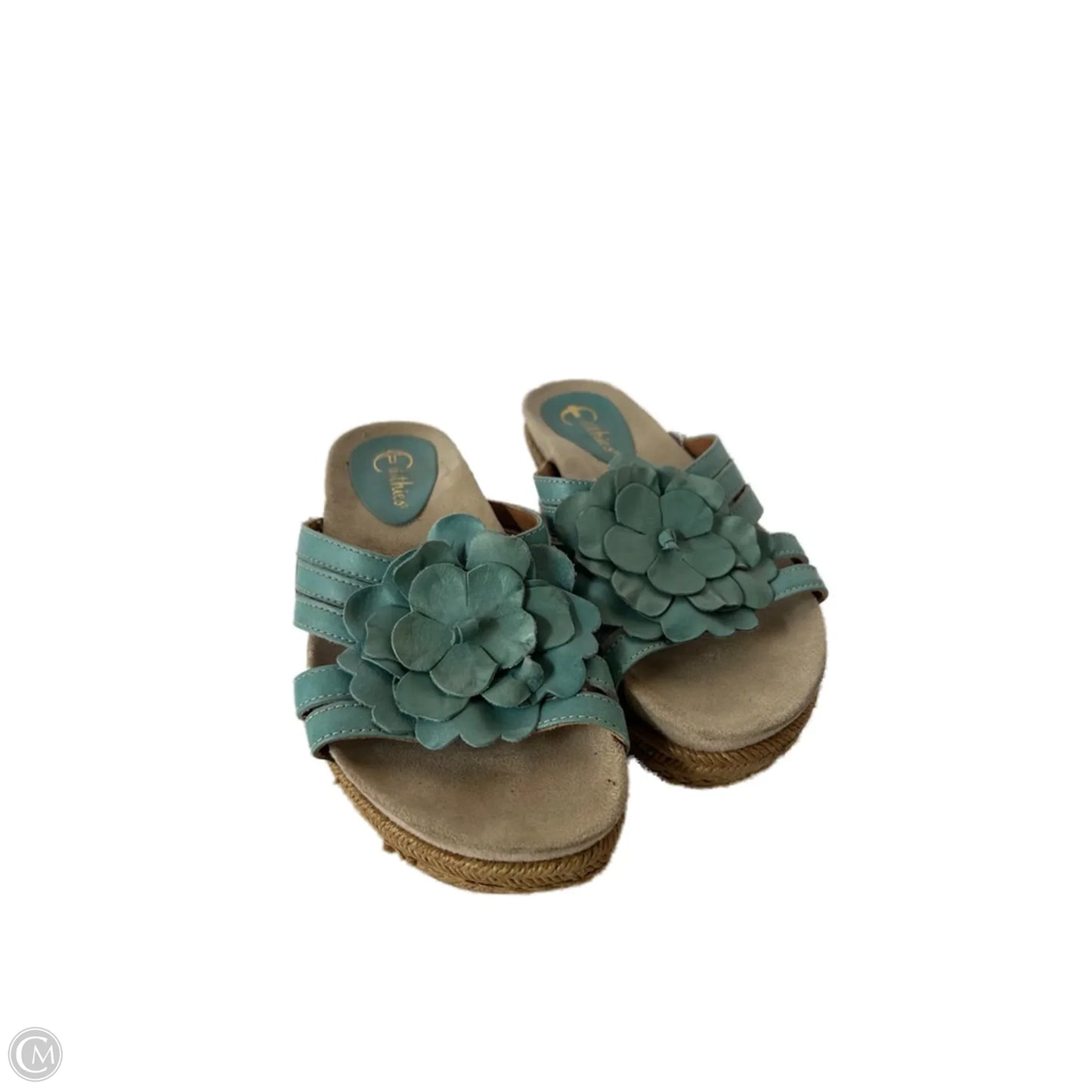 Sandals Heels Wedge By Earthies In Teal, Size: 6