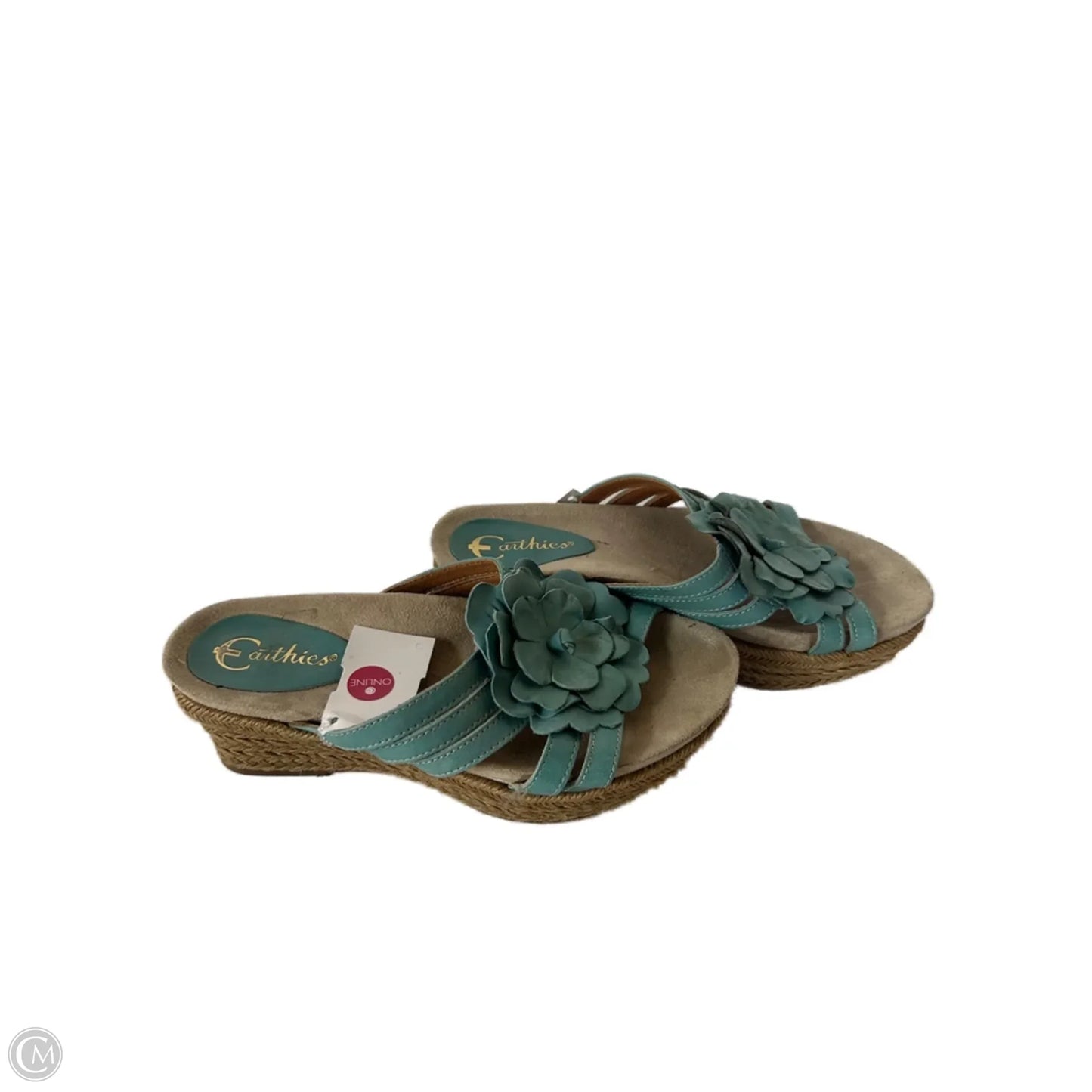 Sandals Heels Wedge By Earthies In Teal, Size: 6